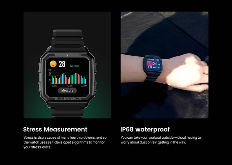 Findtime GPS Smartwatch con monitor de frecuencia cardíaca 24/7 Oxígeno en sangre IP68 a prueba de agua
