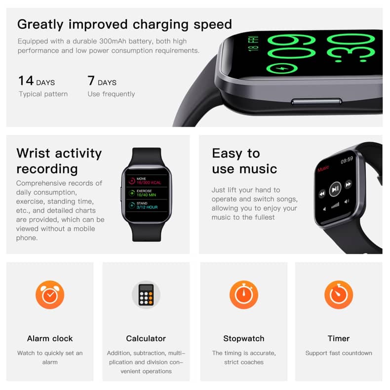 Findtime Smart Watch Blood Pressure Monitor Heart Rate Blood Oxygen Body Temperature