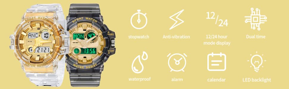 Findtime Military Digital Watch for Men Tactical LED Large Face Transparent Design Outdoor Sport Watch Stopwatch Alarm Waterproof