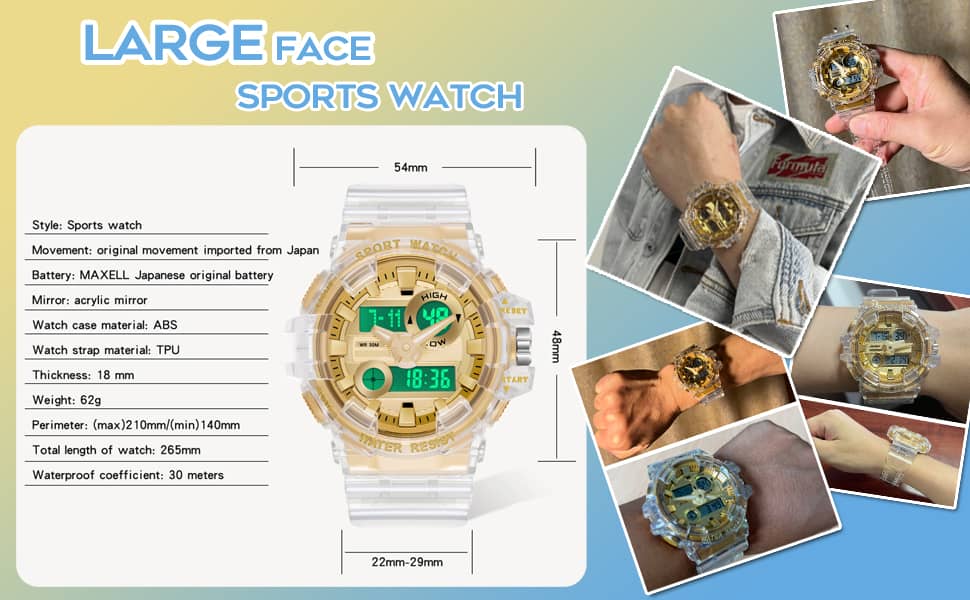 Findtime Militärische Digitaluhr für Männer Taktische LED Großes Gesicht Transparentes Design Outdoor Sportuhr Stoppuhr Alarm Wasserdicht