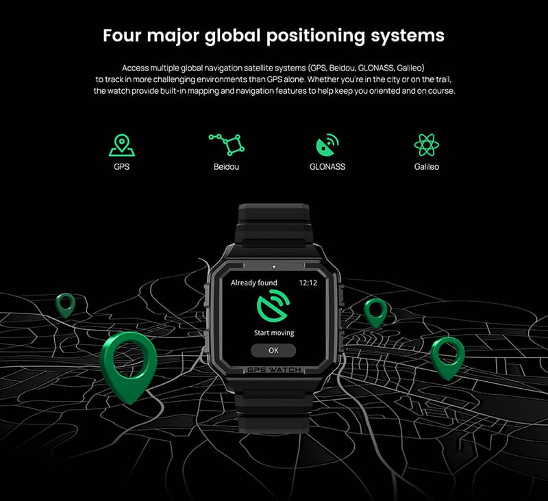 Findtime GPS Smartwatch con monitor de frecuencia cardíaca 24/7 Oxígeno en sangre IP68 a prueba de agua