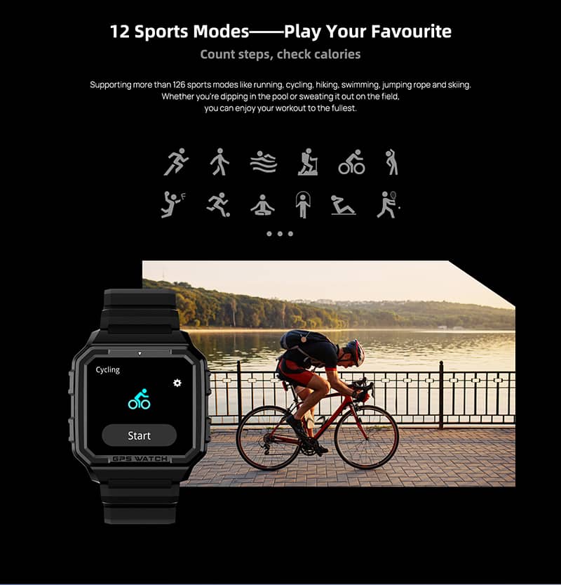 Findtime GPS Smartwatch with 24/7 Heart Rate Monitor Blood Oxygen IP68 Waterproof