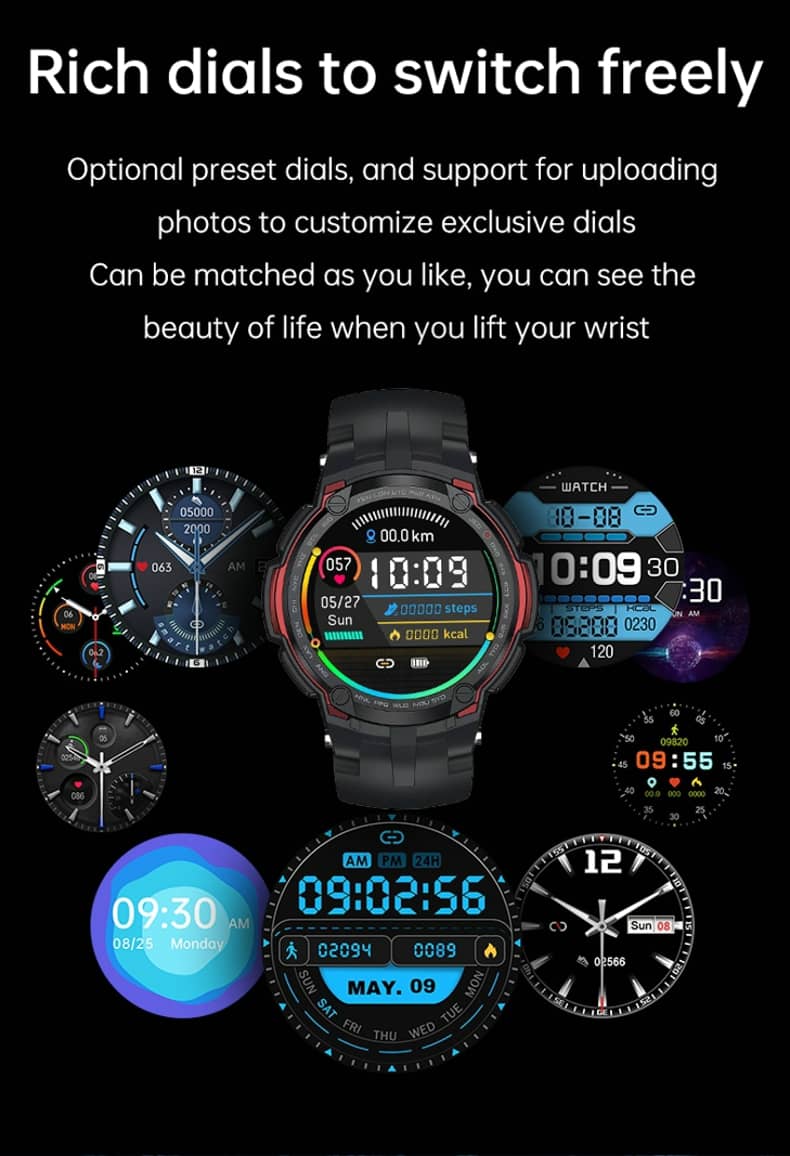 Findtime Smartwatch, Blutdruckmessgerät, Blutsauerstoff, Herzfrequenz, Bluetooth-Anrufe