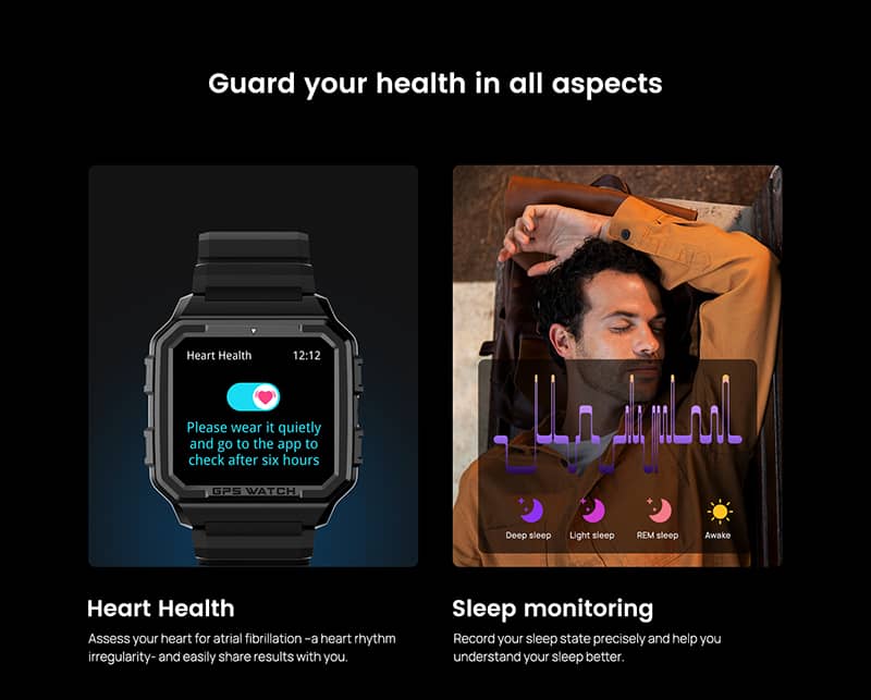 Findtime GPS Smartwatch with 24/7 Heart Rate Monitor Blood Oxygen IP68 Waterproof