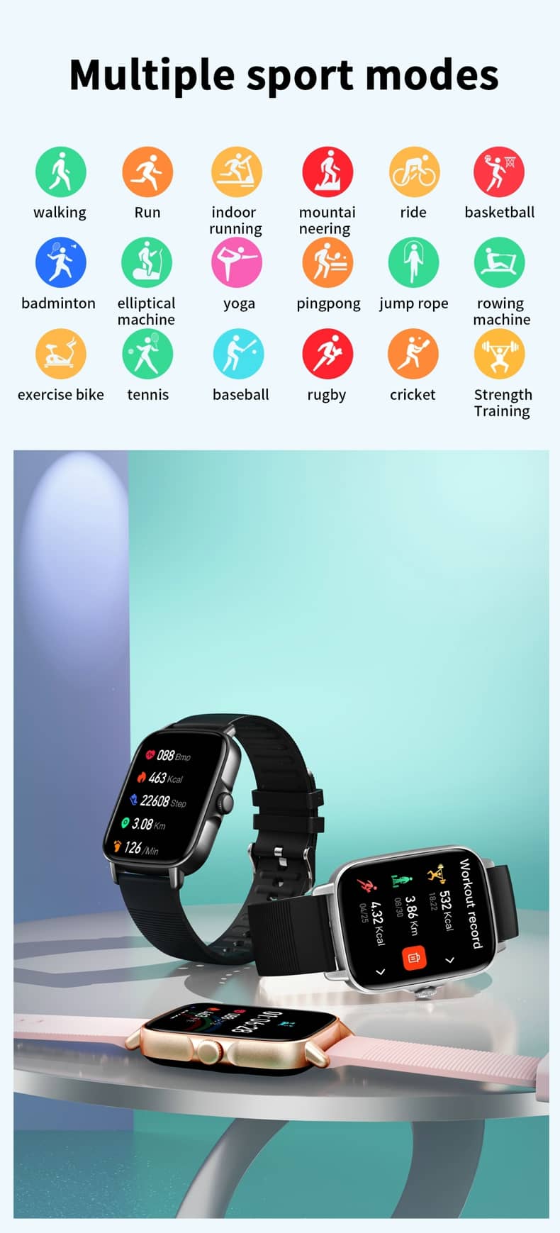 Reloj inteligente de presión arterial Findtime, frecuencia cardíaca, oxígeno en sangre con llamadas Bluetooth