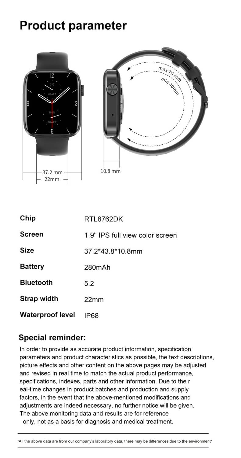 Reloj inteligente Findtime ECG con monitor de frecuencia cardíaca SpO2 Llamadas Bluetooth