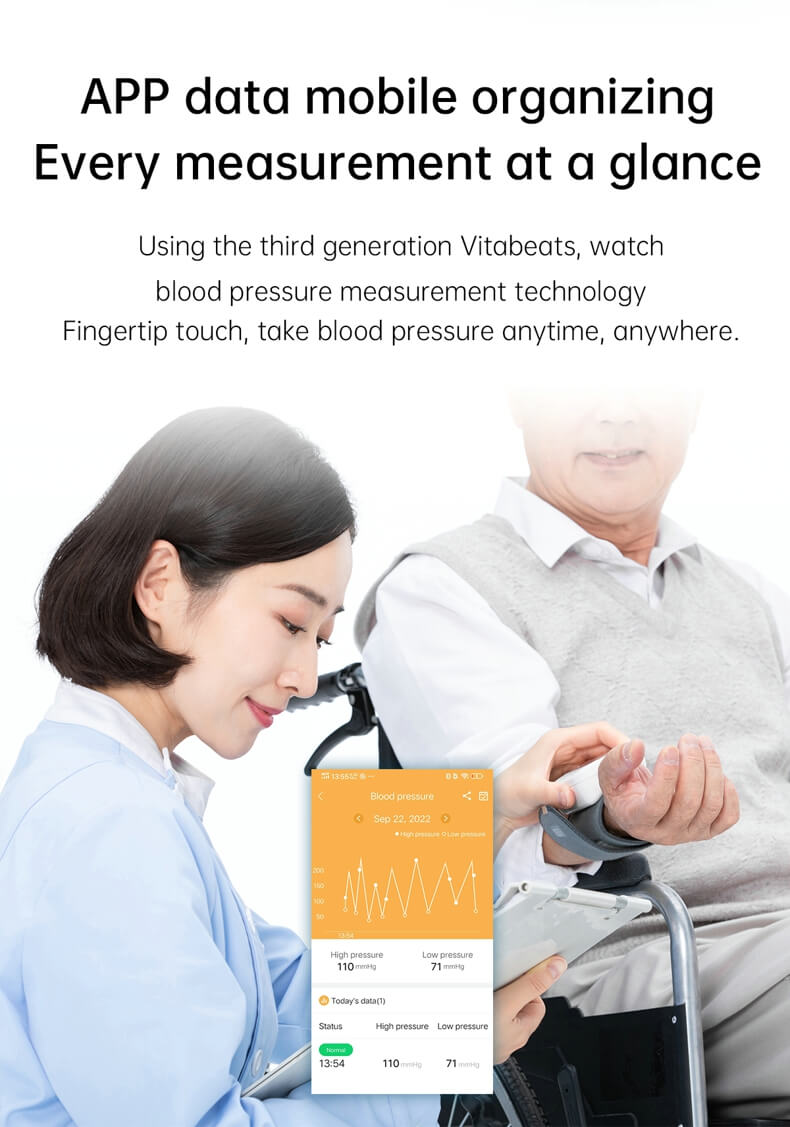 Findtime Smartwatch mit Blutdruck-Herzfrequenz-SpO2-Überwachung der Körpertemperatur