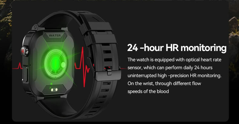 Reloj inteligente militar Findtime con monitor de presión arterial, frecuencia cardíaca, oxígeno en sangre, temperatura corporal, llamadas Bluetooth