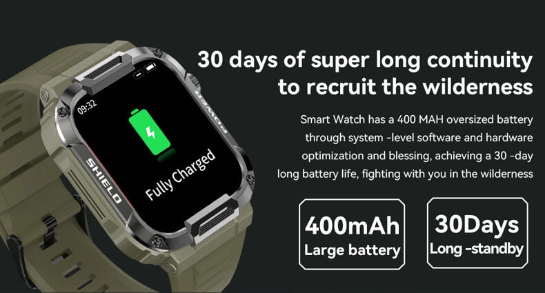 Findtime Militär-Smartwatch mit Blutdruckmessgerät, Herzfrequenz, Blutsauerstoff, Körpertemperatur, Bluetooth-Anrufen