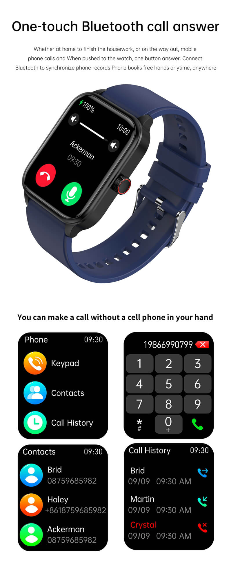Smartwatch mit Bluetooth-Anrufen
