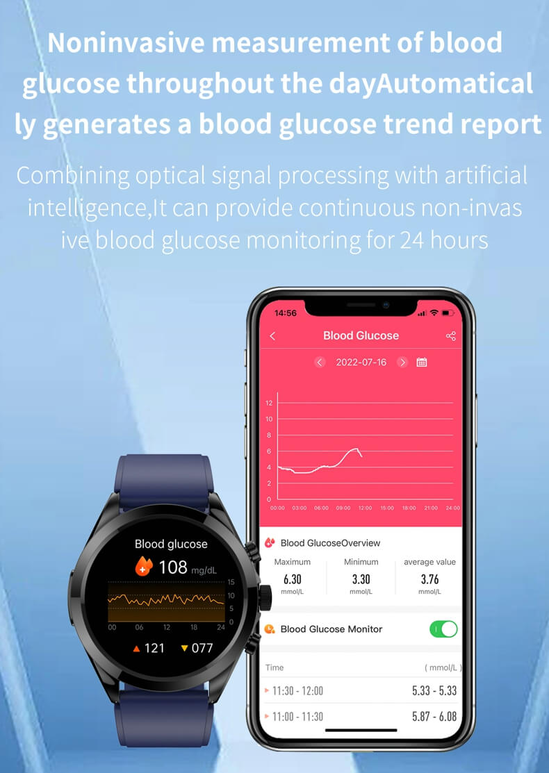 Findtime Smartwatch S56 con monitor de glucosa en sangre