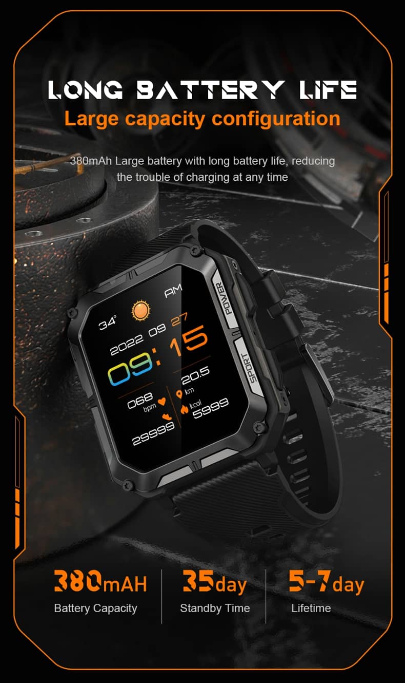 long battery life rugged smartwatch
