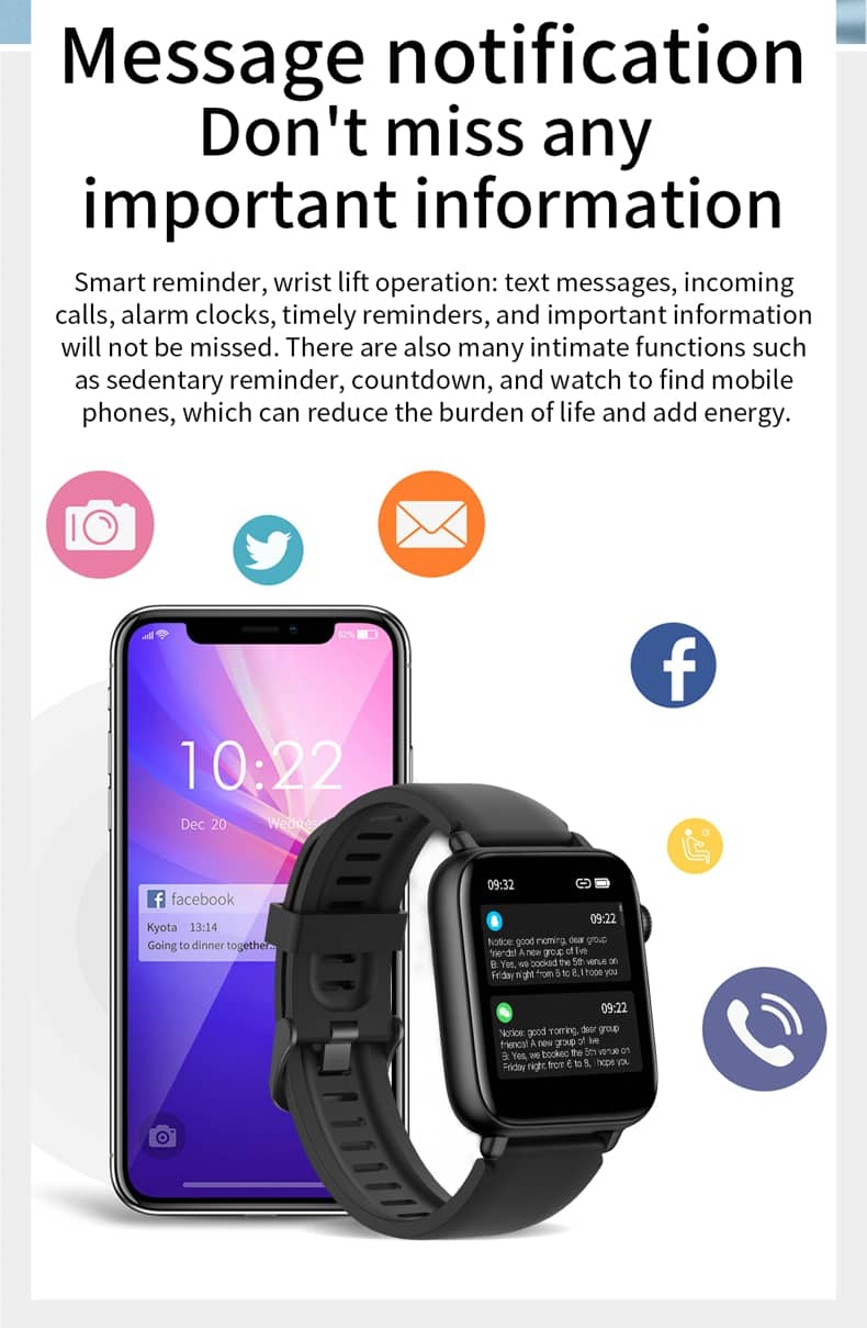 Findtime Smart Watch for Blood Pressure Monitor Body Temperature Blood Oxygen Heart Rate