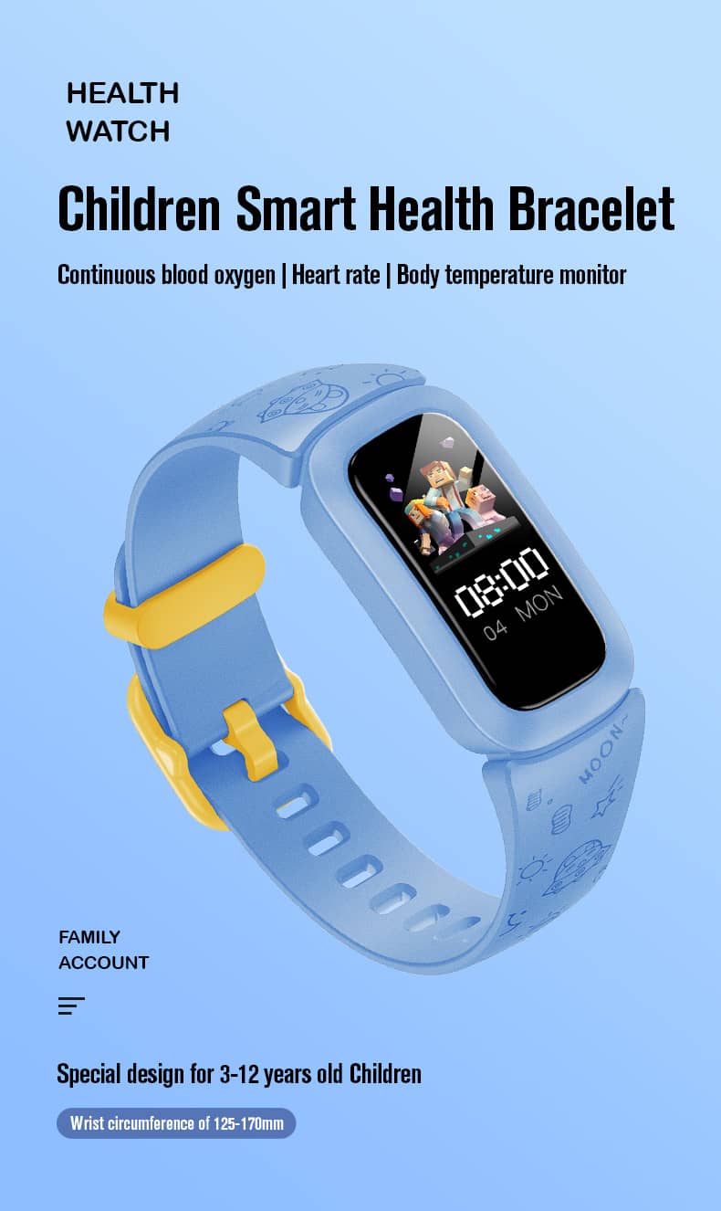 Findtime Kids Smart Watch IP68 Waterproof Heart Rate Monitor Blood Oxygen Body Temperature