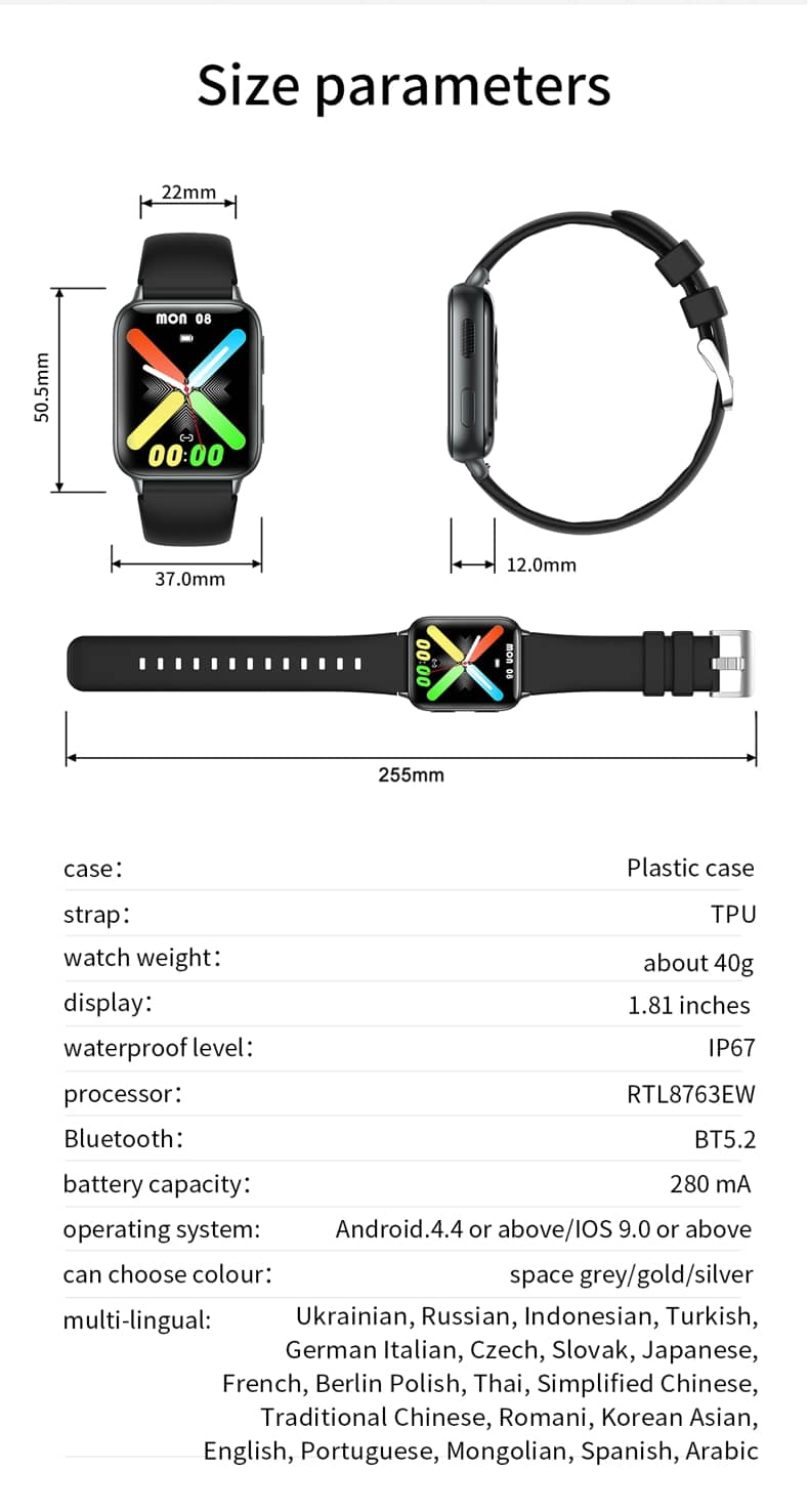 Reloj inteligente Findtime, monitor de presión arterial, frecuencia cardíaca, oxígeno en sangre, llamadas Bluetooth