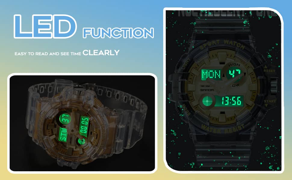 Reloj Digital militar Findtime para hombre, LED táctico, cara grande, diseño transparente, reloj deportivo para exteriores, cronómetro, alarma, resistente al agua