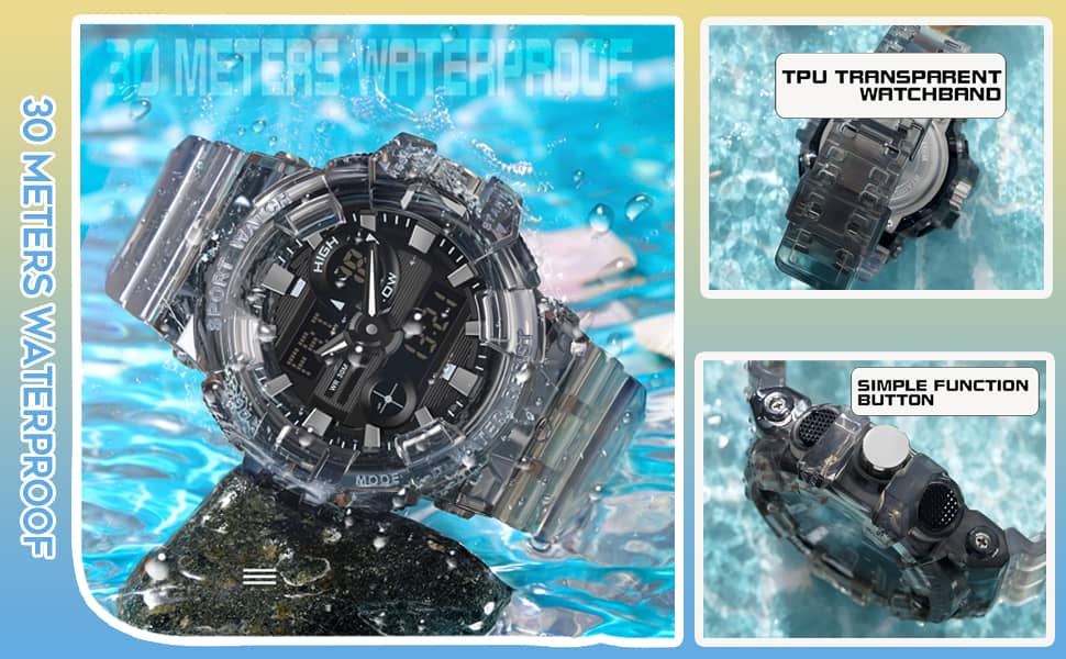 Reloj Digital militar Findtime para hombre, LED táctico, cara grande, diseño transparente, reloj deportivo para exteriores, cronómetro, alarma, resistente al agua