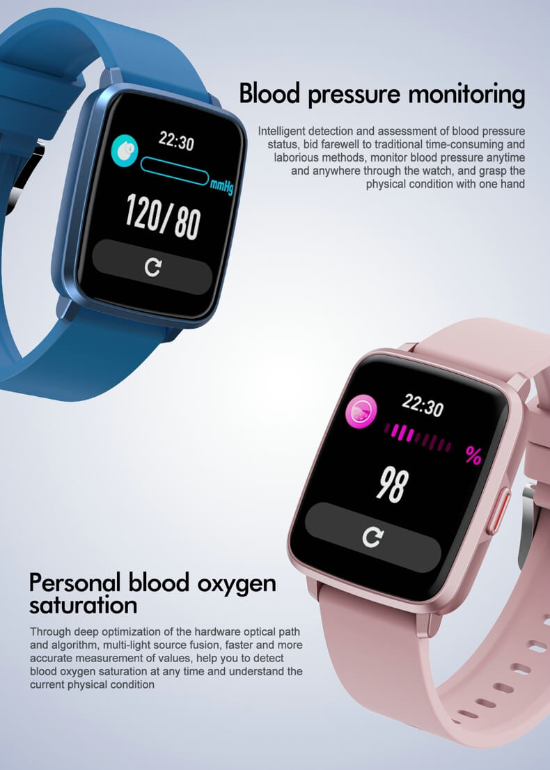 Findtime Smartwatch, Blutdruckmessgerät, Herzfrequenz, Blutsauerstoff, Körpertemperatur