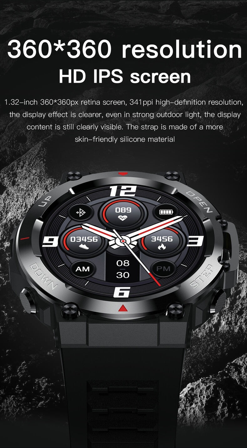 Findtime Military Smart Watch with Blood Pressure Heart Rate Blood Oxygen Monitor Bluetooth Calling Outdoor