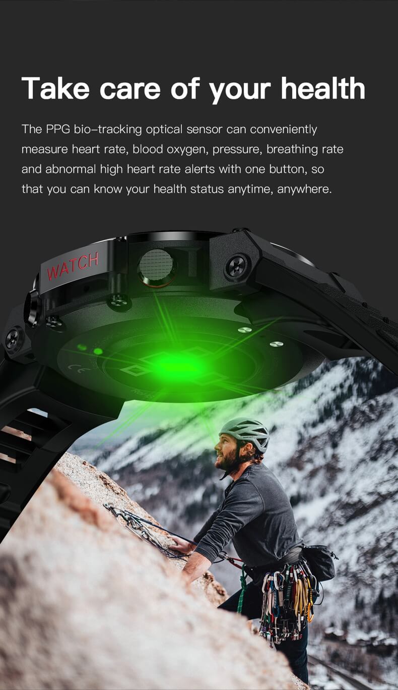 Findtime Military Smart Watch with Blood Pressure Heart Rate Blood Oxygen Monitor Bluetooth Calling Outdoor