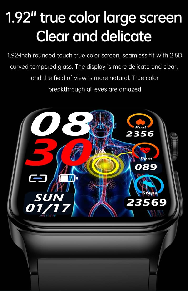 Reloj inteligente Findtime ECG con monitor de presión arterial, temperatura corporal, glucosa en sangre, frecuencia cardíaca, oxígeno en sangre