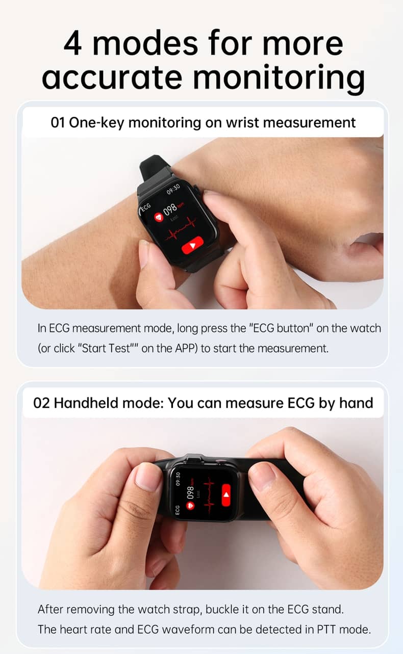 Findtime EKG-Smartwatch mit Blutdruckmessgerät, Körpertemperatur, Blutzucker, Herzfrequenz, Blutsauerstoff