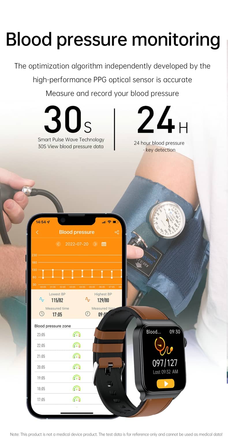 Reloj inteligente Findtime ECG con monitor de presión arterial, temperatura corporal, glucosa en sangre, frecuencia cardíaca, oxígeno en sangre