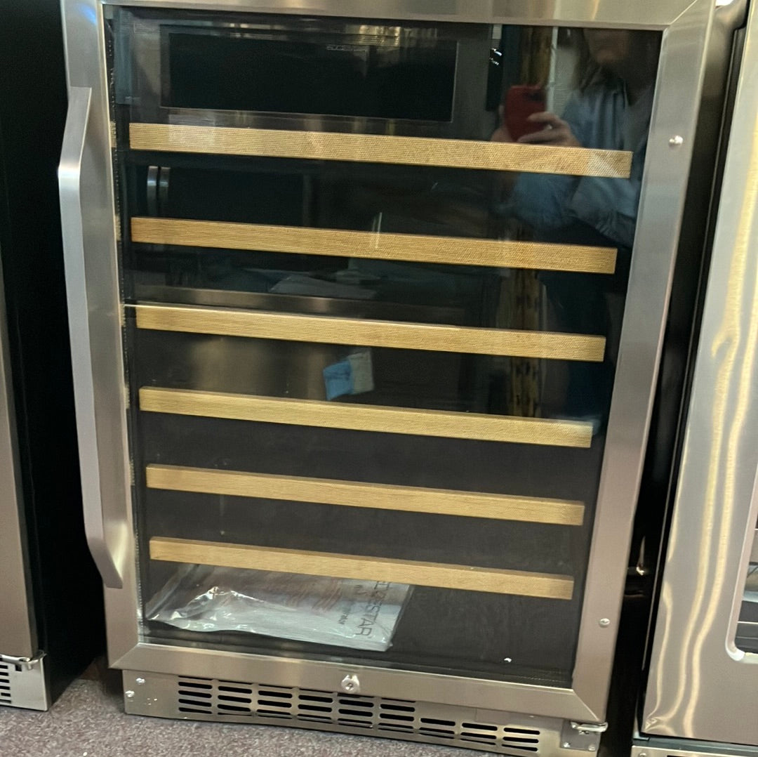 EdgeStar CWR532SZ Blemish on left top and kickplate 24 Inch Wide 53 Bottle Built-In Single Zone Wine Cooler with Reversible Door and LED Lighting Stainless Steel