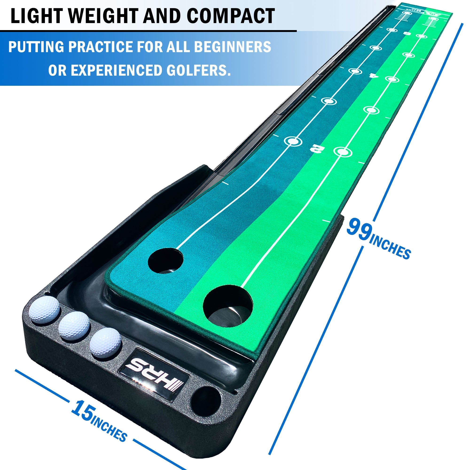 Indoor Golf Putting Practice Green With 3 Golf Balls- Great For Any Indoor Space/Office/Basement/Living Room - Automatic Ball Return