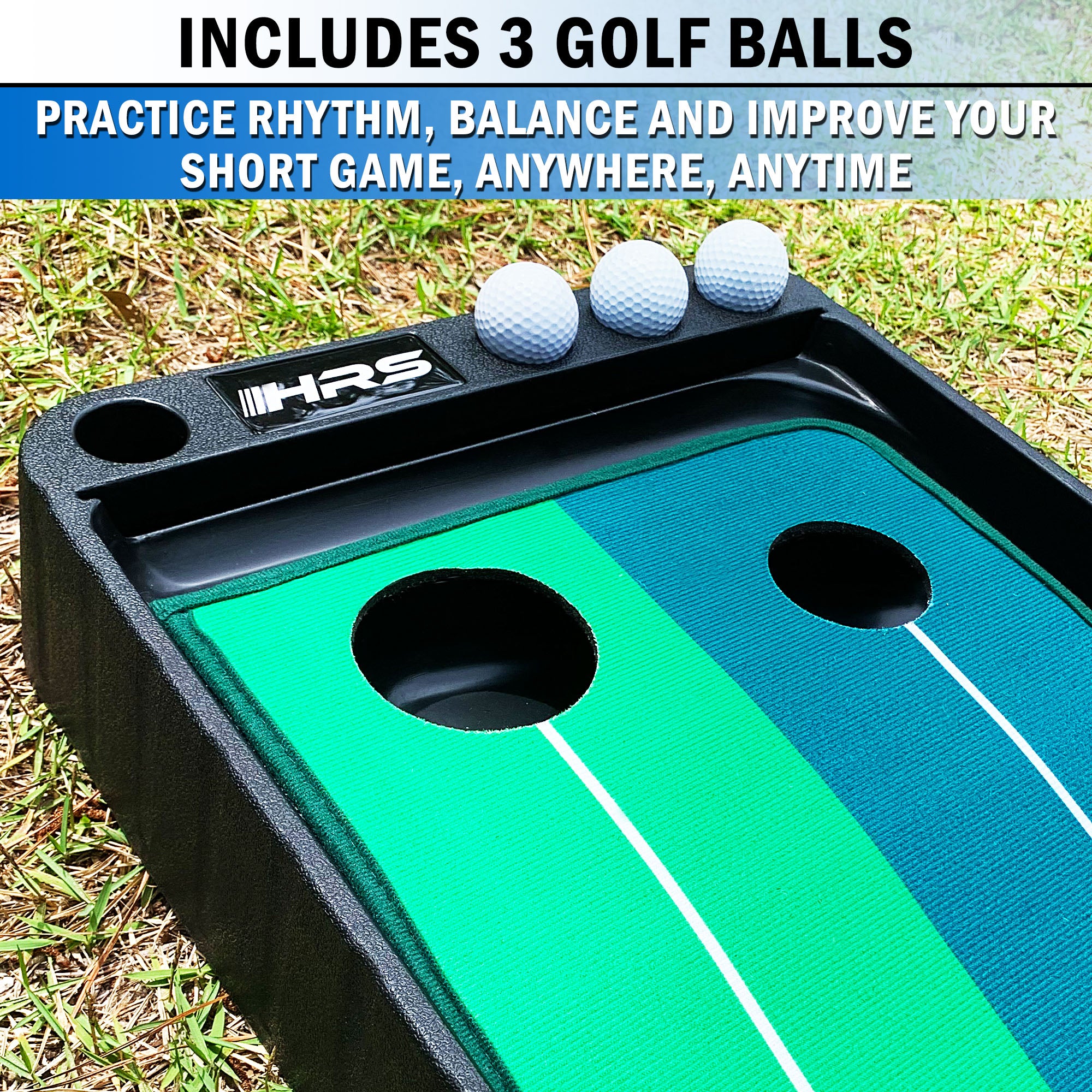 Indoor Golf Putting Practice Green With 3 Golf Balls- Great For Any Indoor Space/Office/Basement/Living Room - Automatic Ball Return