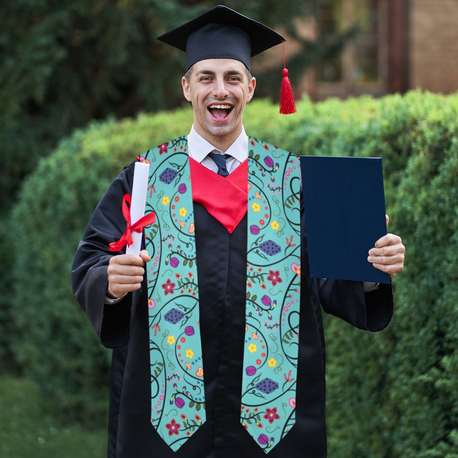 Fresh Fleur Sky Graduation Stole