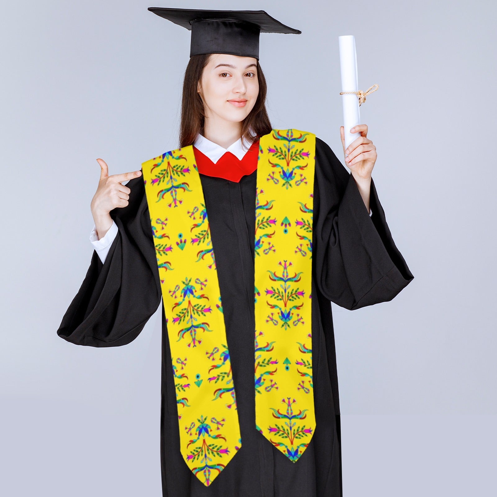 Dakota Damask Yellow Graduation Stole