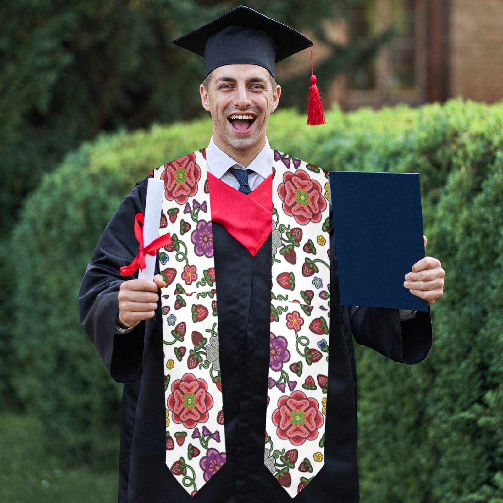 Berry Pop White Graduation Stole