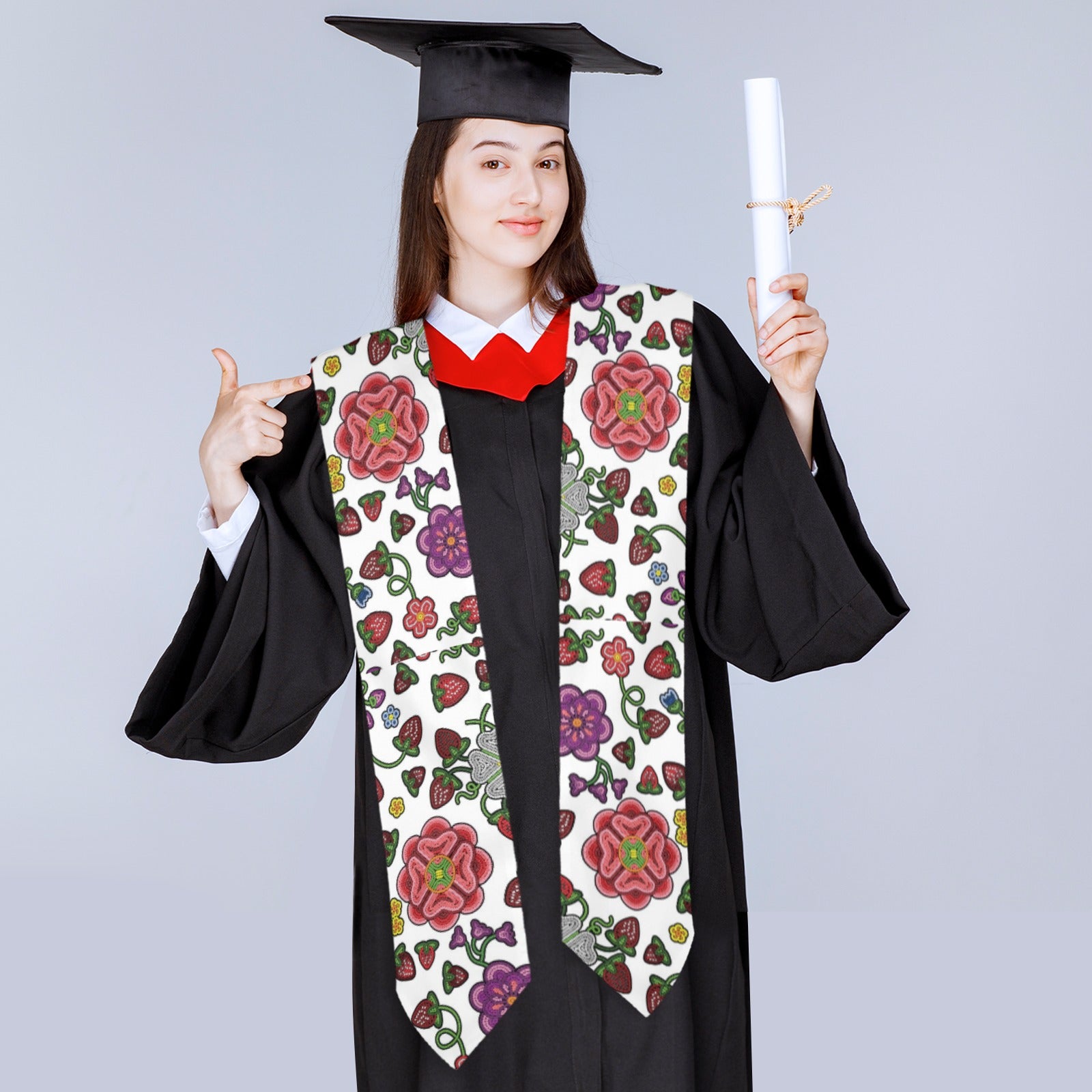 Berry Pop White Graduation Stole