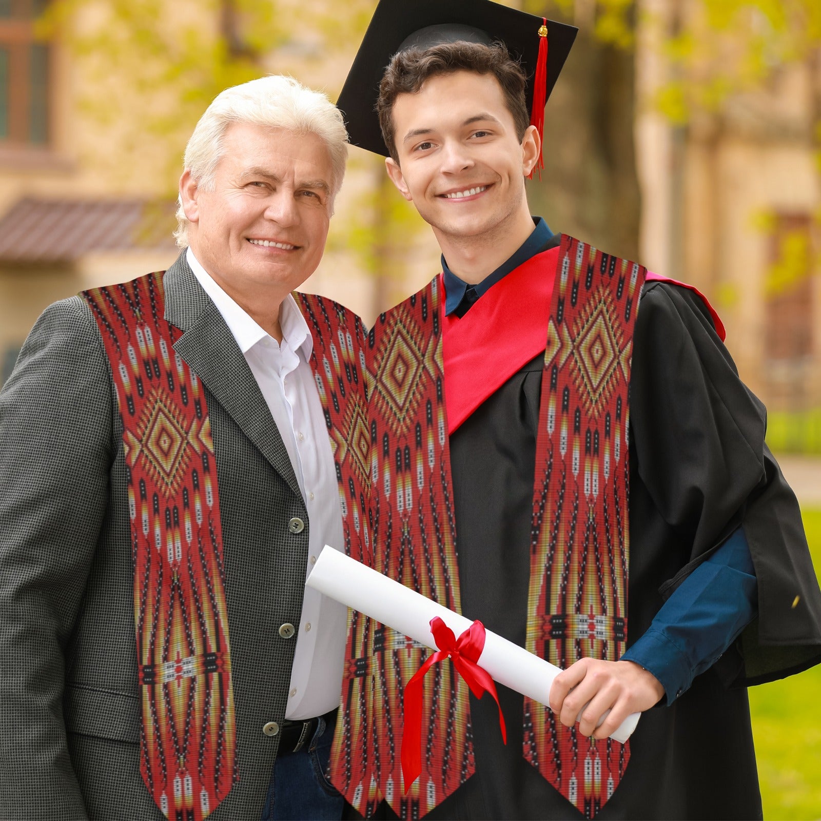 Fire Feather Red Graduation Stole