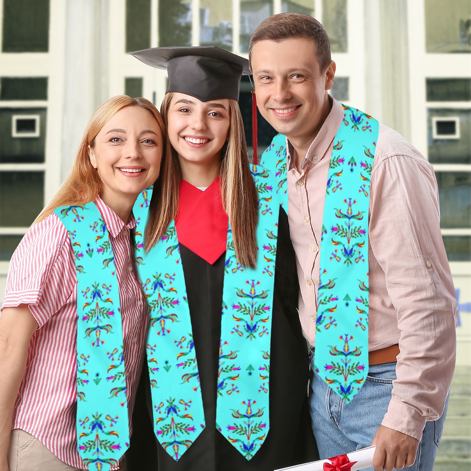 Dakota Damask Turquoise Graduation Stole