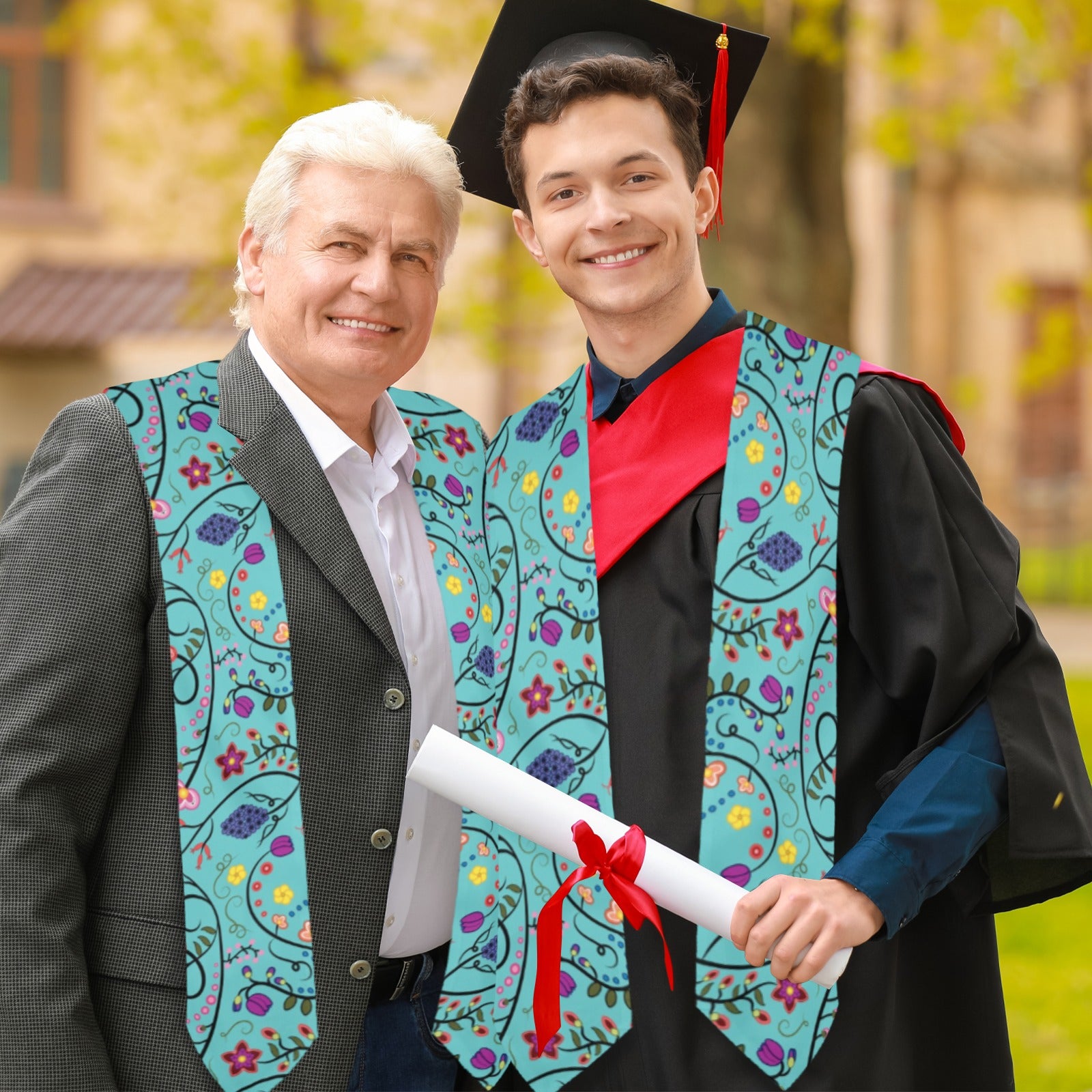 Fresh Fleur Sky Graduation Stole