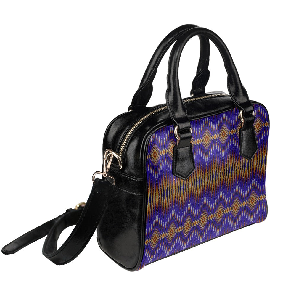 Fire Feather Blue Shoulder Handbag