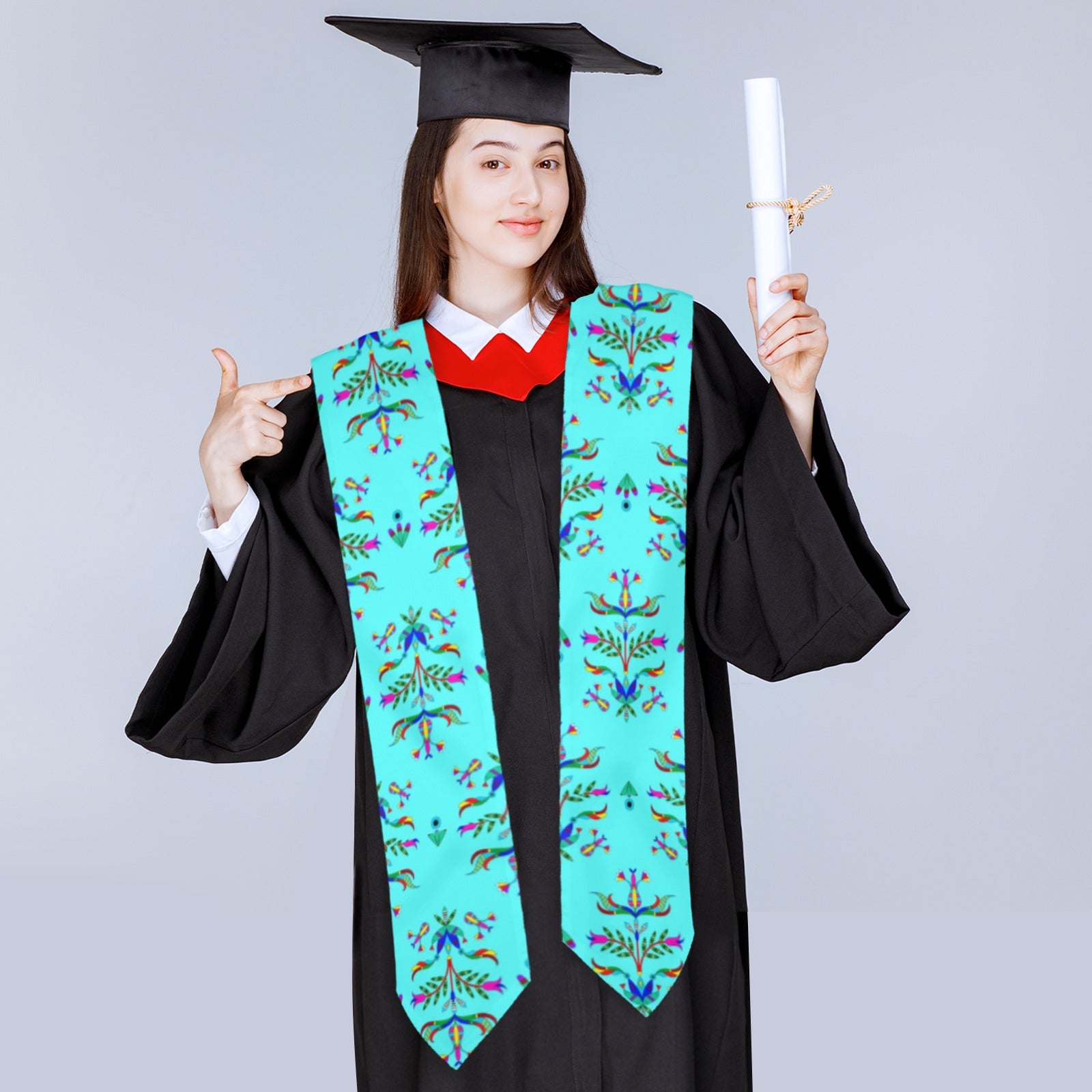 Dakota Damask Turquoise Graduation Stole