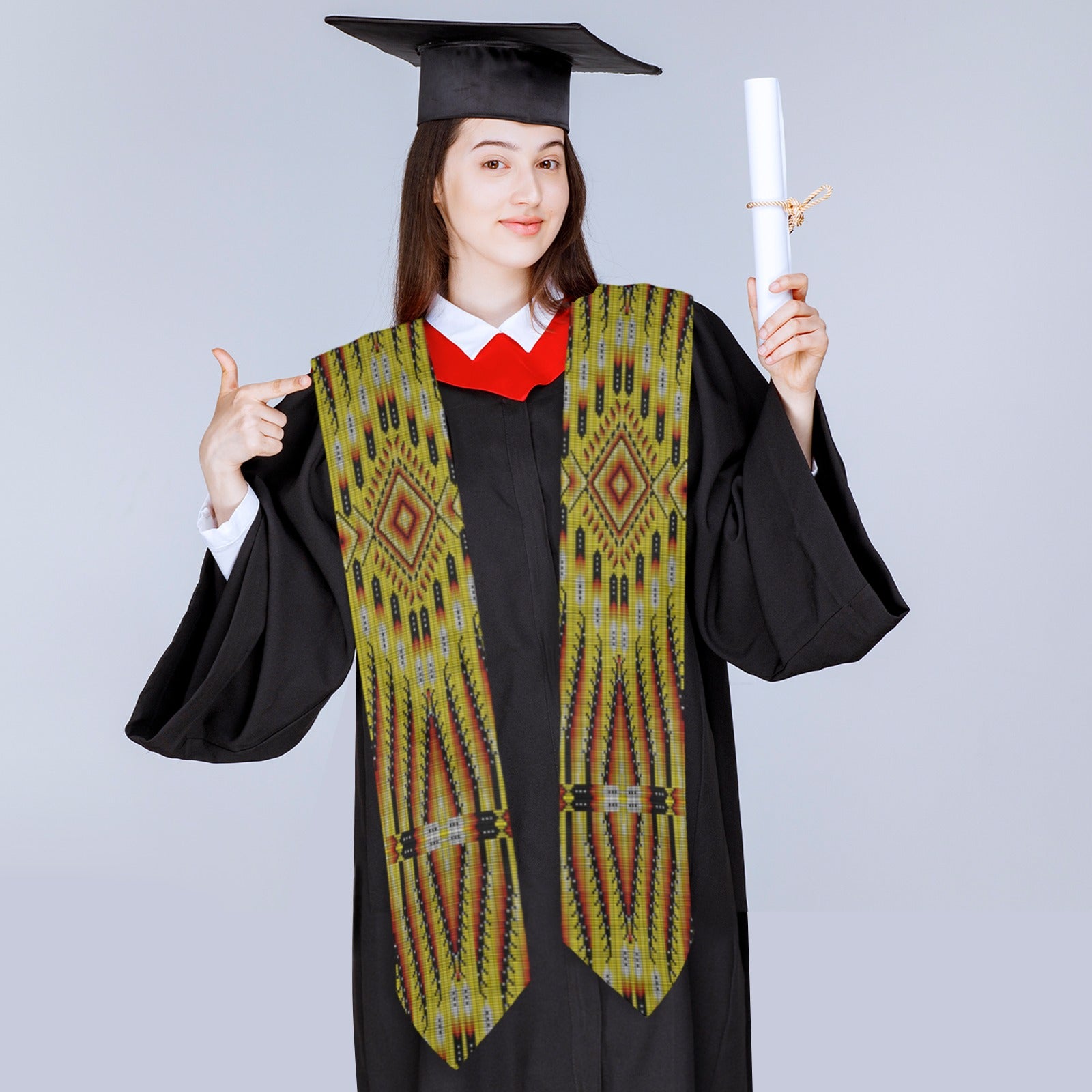 Fire Feather Yellow Graduation Stole