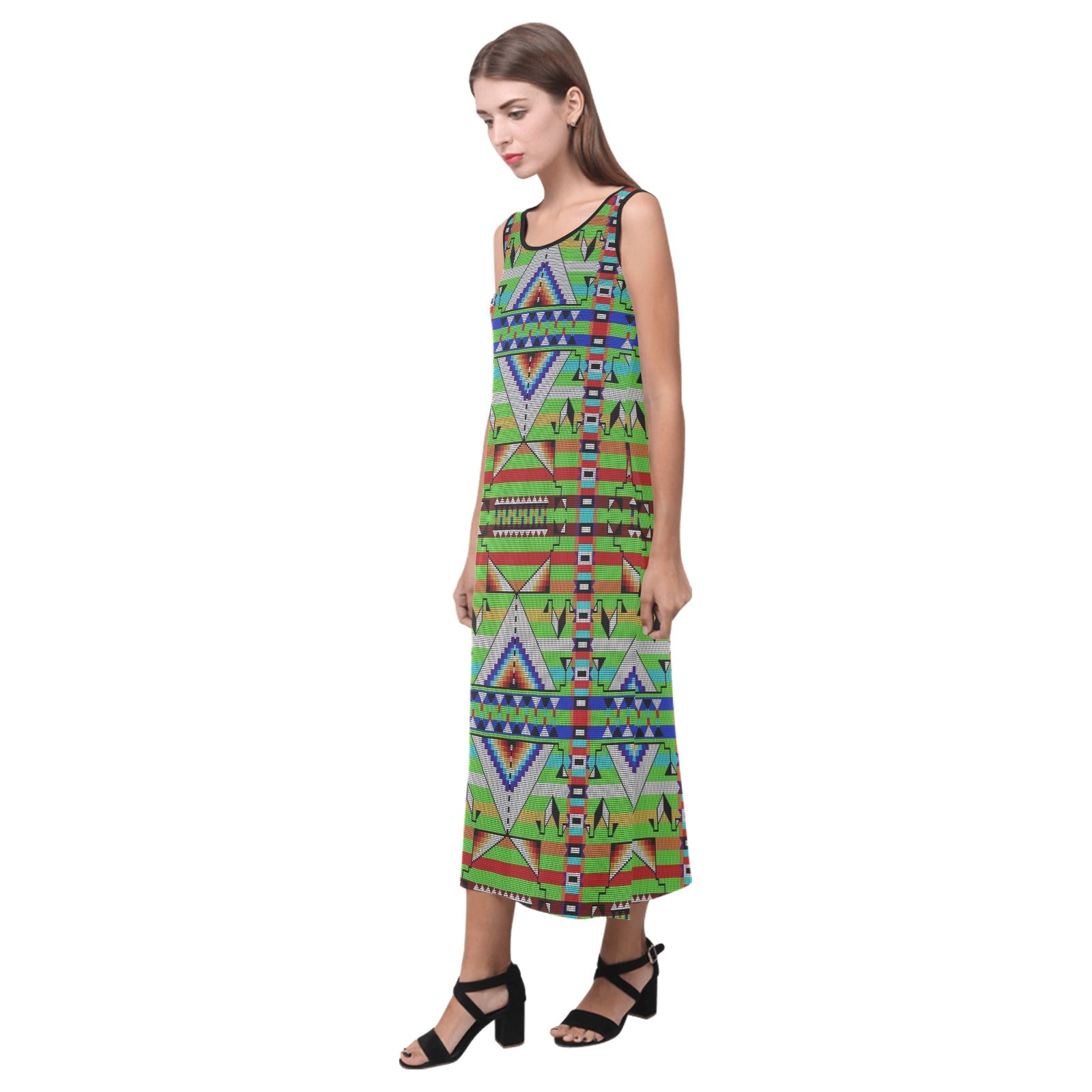 Medicine Blessing Lime Green Phaedra Sleeveless Open Fork Long Dress