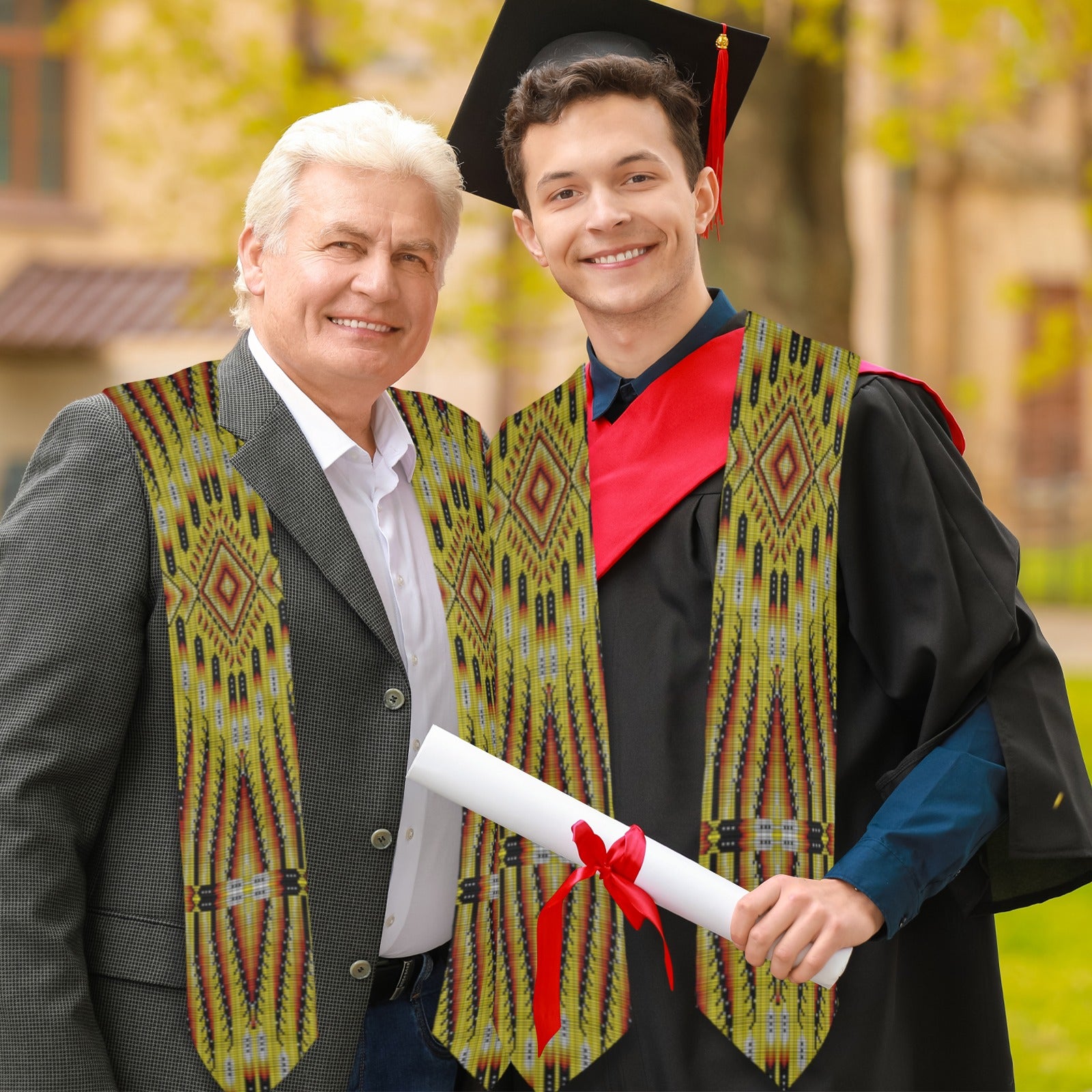 Fire Feather Yellow Graduation Stole