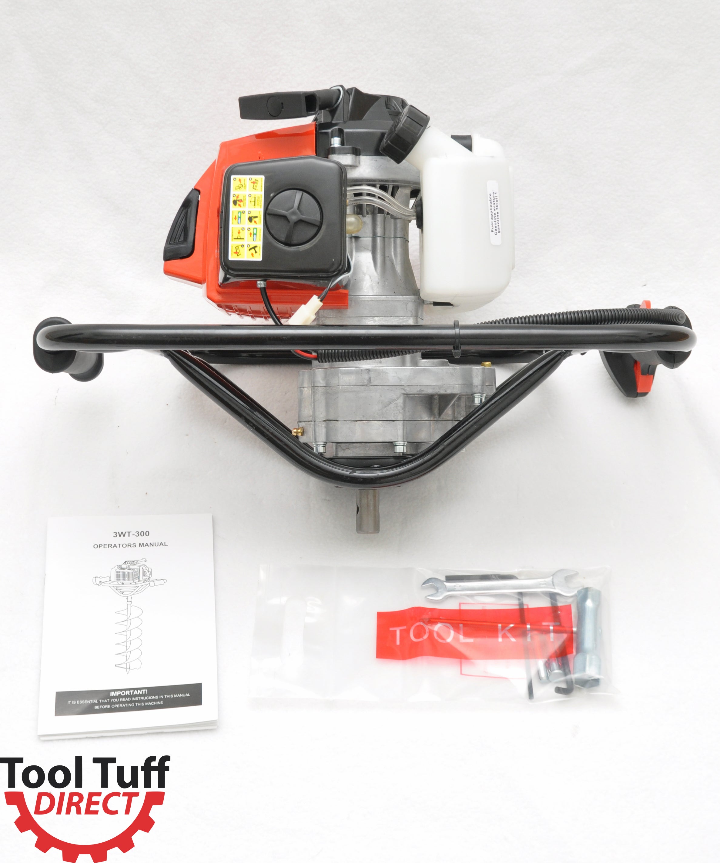 Tool-Tuff Combo: ONE Auger (Choose Size, Earth or Ice Augers!) Gas Powered Hand-Held Post Hole Digger / Ice Fishing Auger Head, 63cc, 3 hp, One-Man Operation