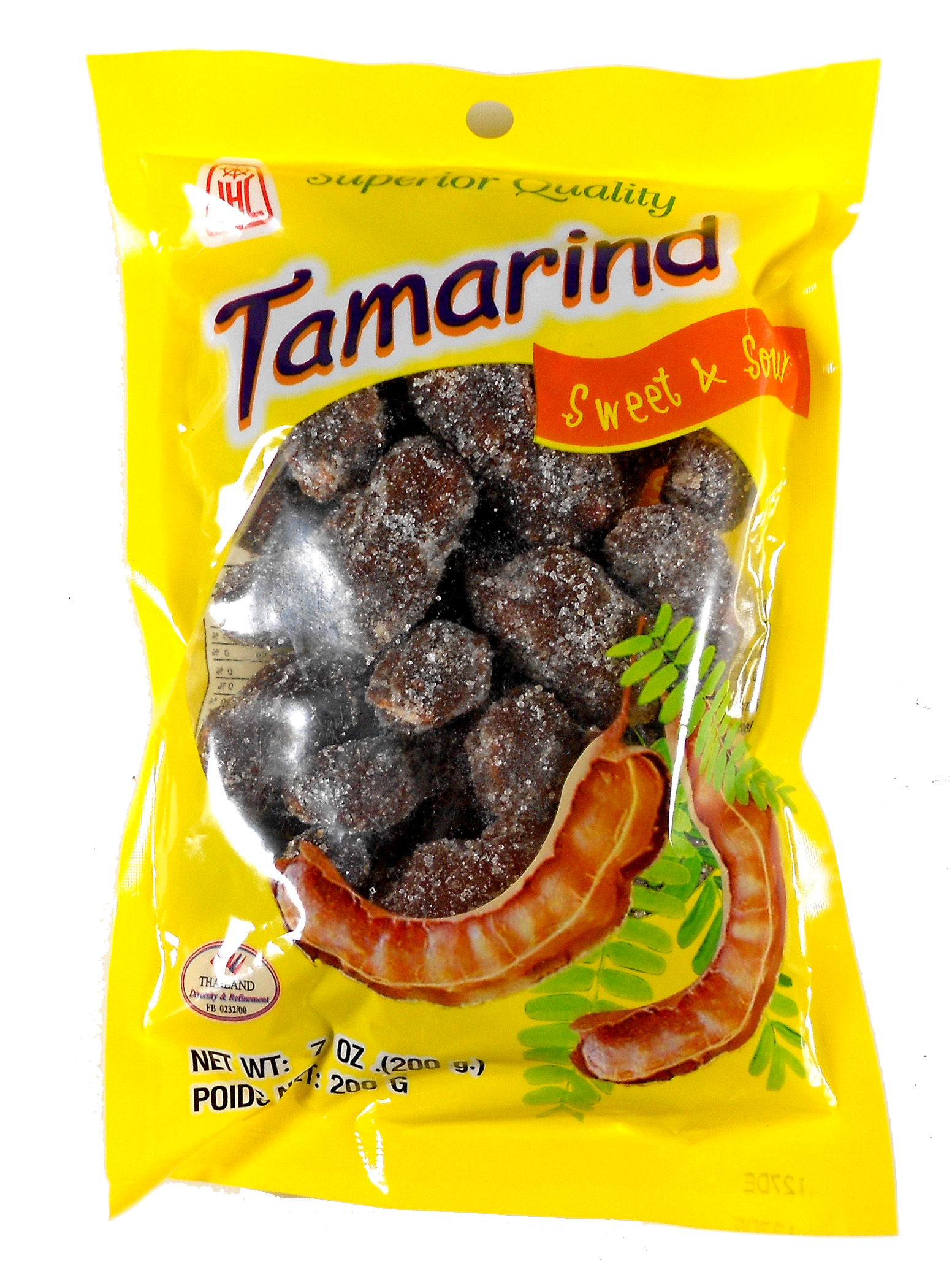 Thai Sweet & Sour Tamarind with Chili Snack Whole Pod Non Spicy 7 Oz.