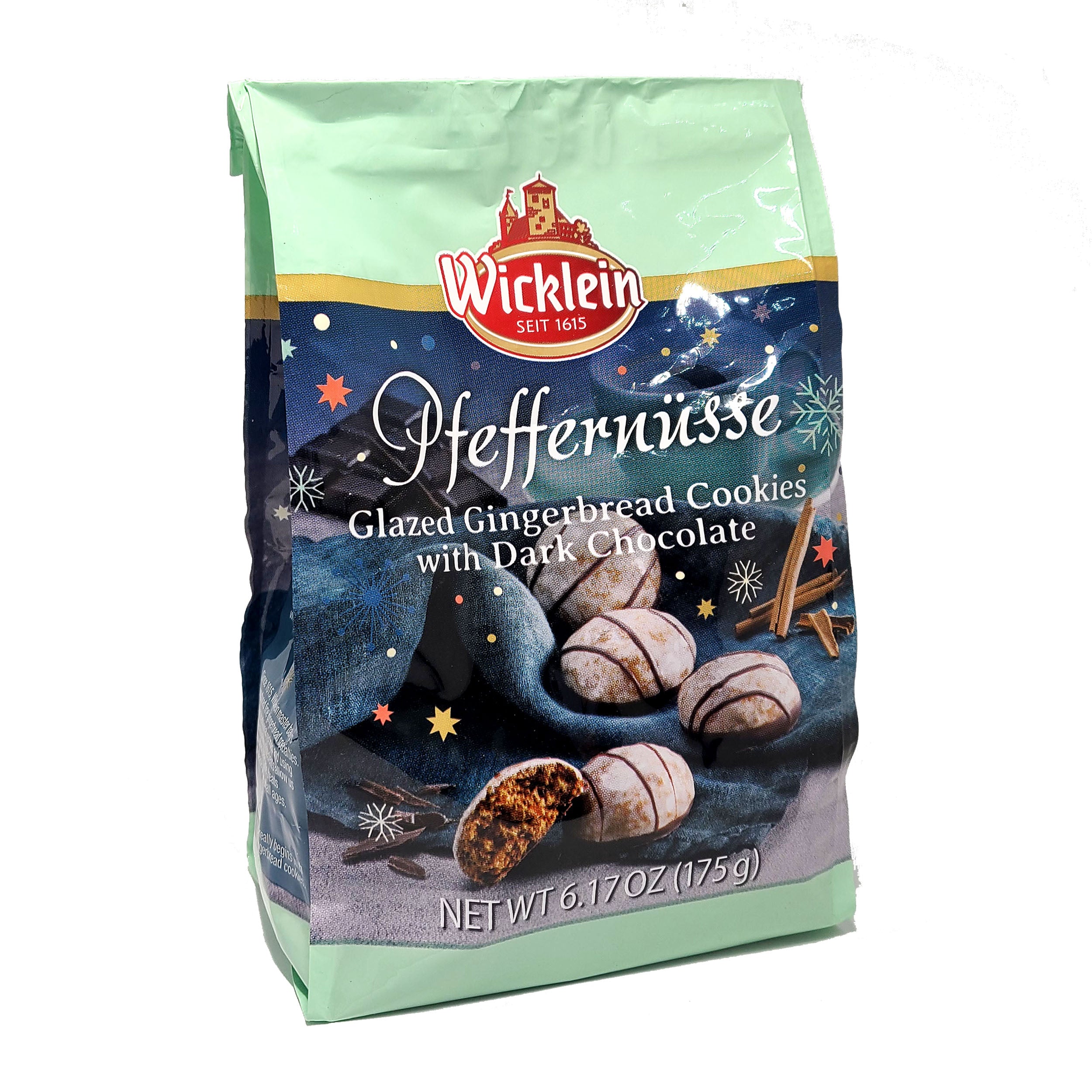 Wicklein Pfeffernusse Glazed Gingerbread Cookies with Dark Chocolate Drizzled 6.17 Oz. /175 g. (Pack of 2)