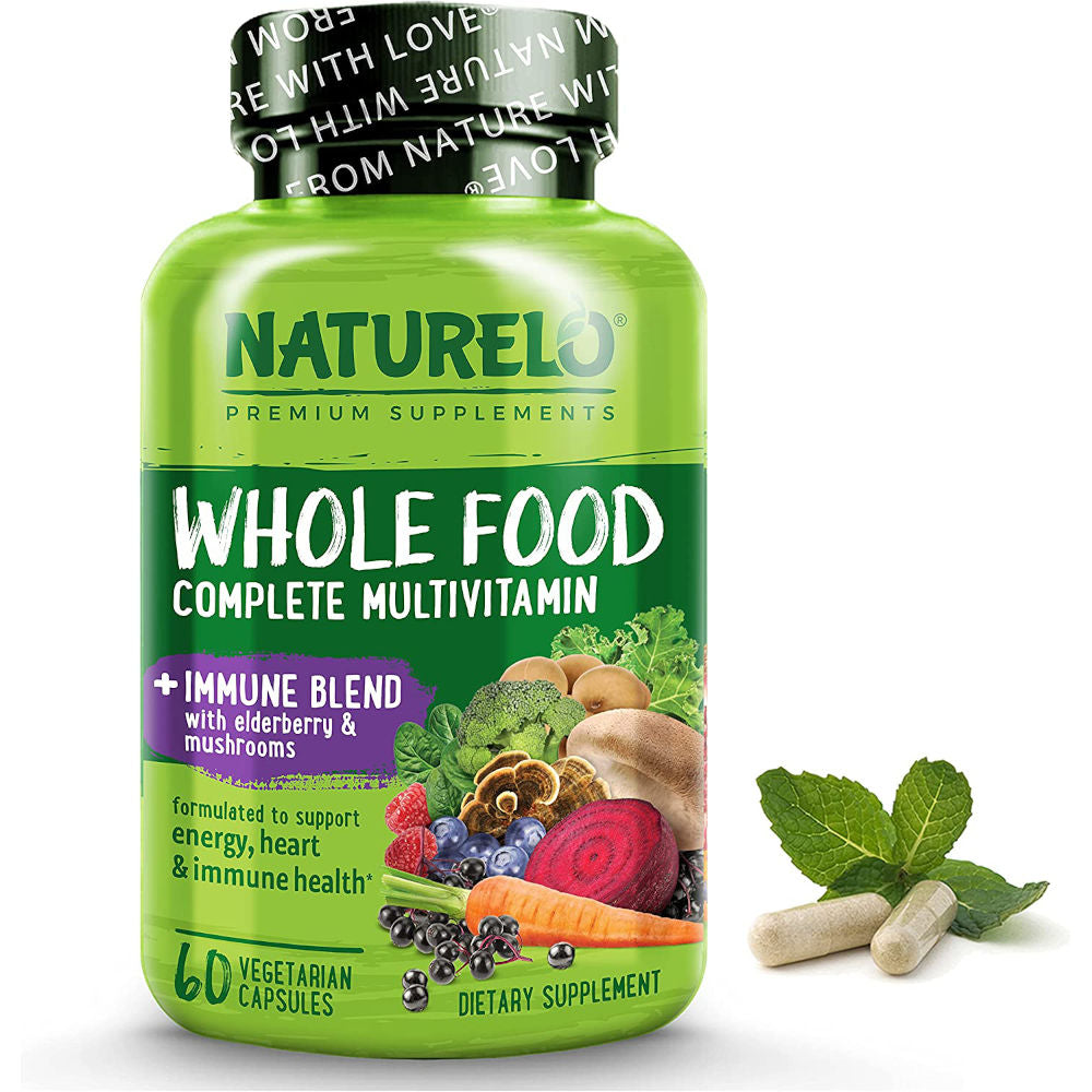 Naturelo Whole Food Multivitamin + Immune Blend with Elderberry & Mushrooms 60 Vegan Caps
