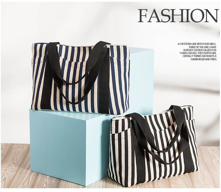 hallobest-striped-canvas-tote-bag