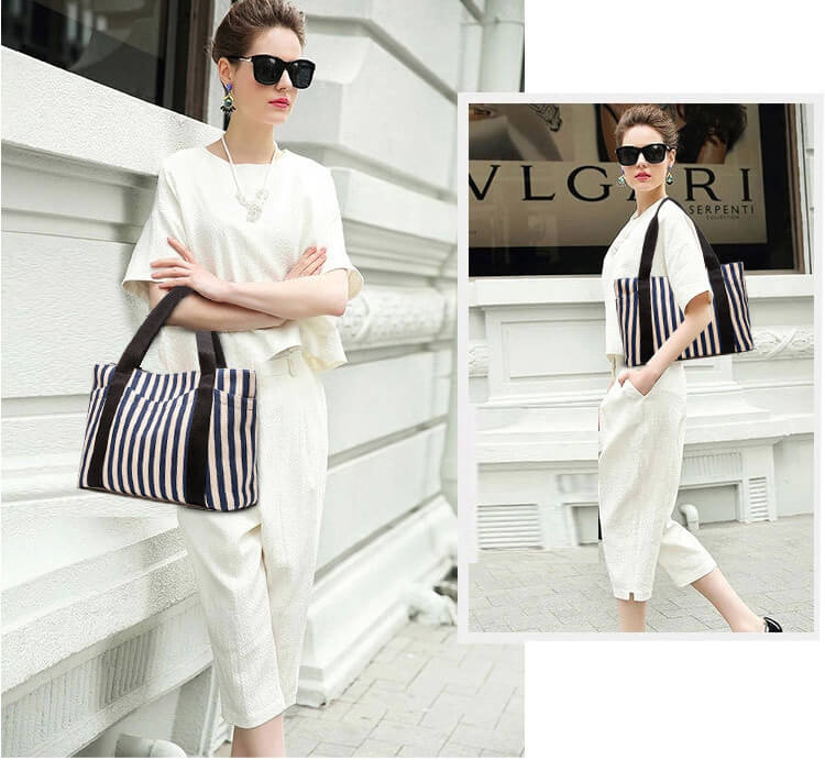 hallobest-striped-canvas-tote-bag