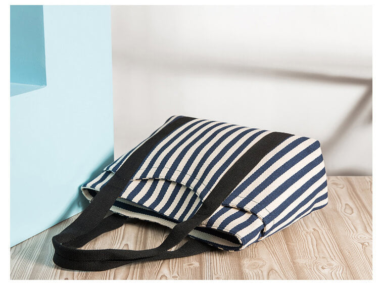 hallobest-striped-canvas-tote-bag