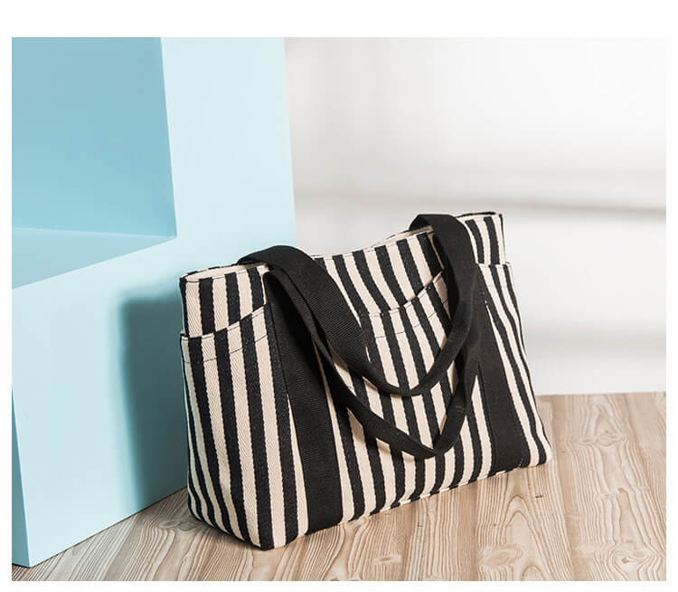 hallobest-striped-canvas-tote-bag